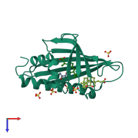 PDB entry 4a83 coloured by chain, top view.