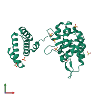 PDB entry 4a8e coloured by chain, front view.