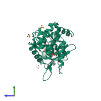 PDB entry 4a8e coloured by chain, side view.