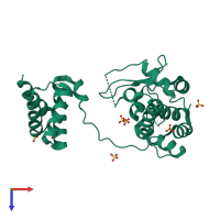 PDB entry 4a8e coloured by chain, top view.