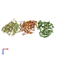 PDB entry 4a8m coloured by chain, top view.