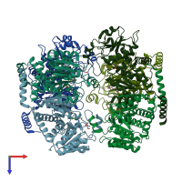 PDB entry 4a8p coloured by chain, top view.