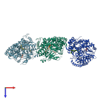 PDB entry 4a8s coloured by chain, top view.