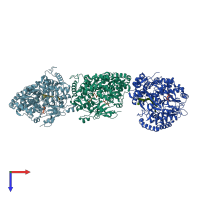 PDB entry 4a8w coloured by chain, top view.