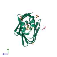 PDB entry 4a8z coloured by chain, side view.
