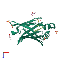 PDB entry 4a8z coloured by chain, top view.