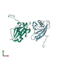 PDB entry 4a90 coloured by chain, front view.