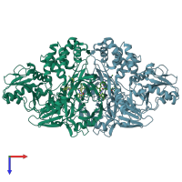 PDB entry 4a92 coloured by chain, top view.