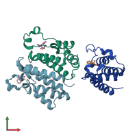 PDB entry 4a9h coloured by chain, front view.