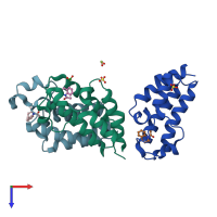 PDB entry 4a9h coloured by chain, top view.