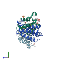 PDB entry 4a9n coloured by chain, side view.