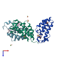 PDB entry 4a9o coloured by chain, top view.