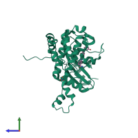 PDB entry 4a9s coloured by chain, side view.