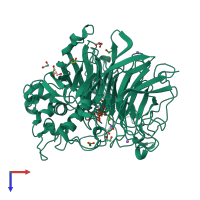 PDB entry 4a9v coloured by chain, top view.