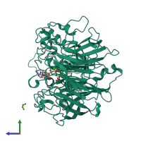 PDB entry 4a9x coloured by chain, side view.