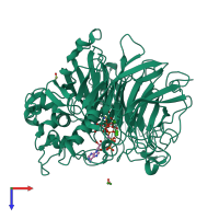 PDB entry 4a9x coloured by chain, top view.