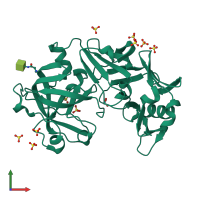 PDB entry 4aa9 coloured by chain, front view.