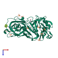 PDB entry 4aa9 coloured by chain, top view.