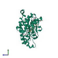 PDB entry 4aaa coloured by chain, side view.