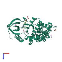 PDB entry 4aaa coloured by chain, top view.