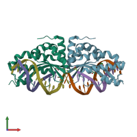 PDB entry 4aab coloured by chain, front view.