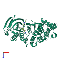 PDB entry 4aac coloured by chain, top view.