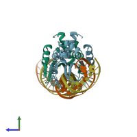 PDB entry 4aaf coloured by chain, side view.