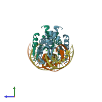 PDB entry 4aag coloured by chain, side view.