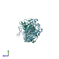 PDB entry 4aap coloured by chain, side view.