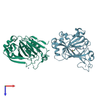 PDB entry 4aap coloured by chain, top view.