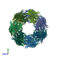 PDB entry 4aaq coloured by chain, side view.