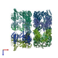 PDB entry 4aas coloured by chain, top view.