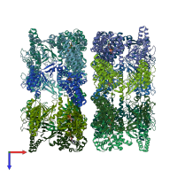 PDB entry 4aau coloured by chain, top view.