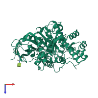 PDB entry 4ab1 coloured by chain, top view.