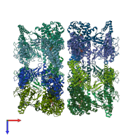 PDB entry 4ab2 coloured by chain, top view.