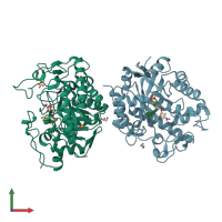 PDB entry 4ab4 coloured by chain, front view.