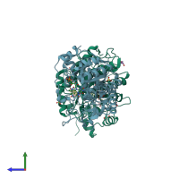 PDB entry 4ab4 coloured by chain, side view.