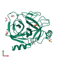 PDB entry 4abb coloured by chain, front view.