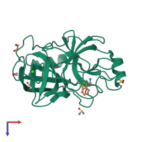 PDB entry 4abb coloured by chain, top view.