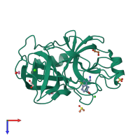 PDB entry 4abf coloured by chain, top view.