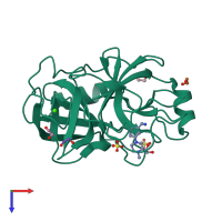 PDB entry 4abg coloured by chain, top view.