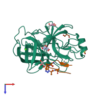 PDB entry 4abj coloured by chain, top view.