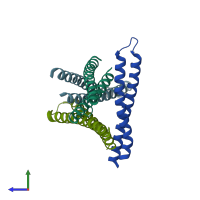PDB entry 4abm coloured by chain, side view.