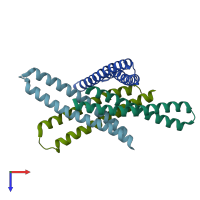 PDB entry 4abm coloured by chain, top view.