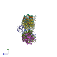 PDB entry 4abo coloured by chain, side view.