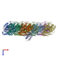 PDB entry 4abo coloured by chain, top view.