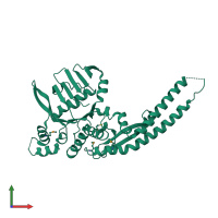 Monomeric assembly 2 of PDB entry 4aby coloured by chemically distinct molecules, front view.