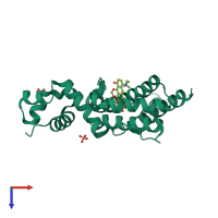 PDB entry 4ac0 coloured by chain, top view.