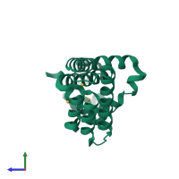 PDB entry 4ac6 coloured by chain, side view.