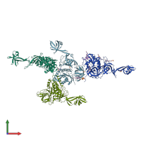 PDB entry 4aca coloured by chain, front view.